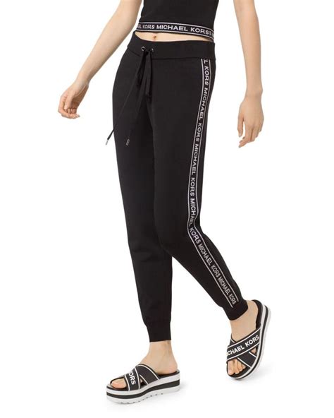 michael kors bold side stripe jogger black|Michael Kors Black Side Stripe Sweatpant Joggers .